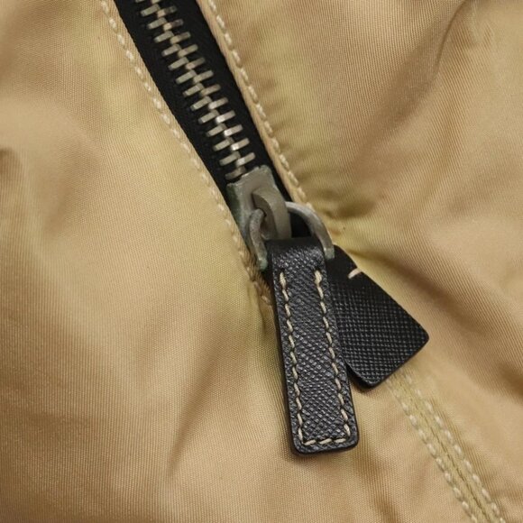 PRADA Chain Tote Bag Nylon Leather Beige Silver - Picture 10 of 15